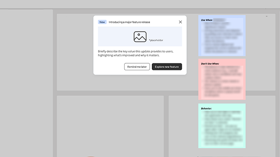 generic browser with modal and blurred sticky notes
